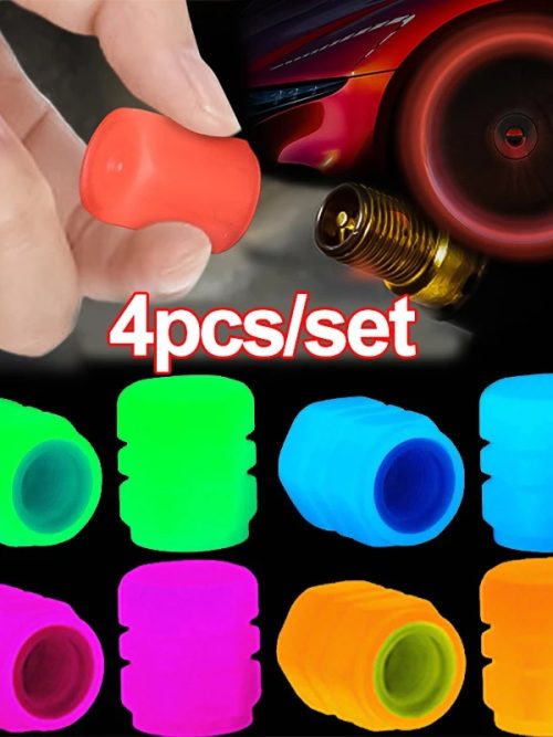 4 Pçs Tampas De Válvula Luminosas Fluorescente Noite Brilhante Carro Motocicleta Bicicleta Roda Pneu Hub Luminosa Da Has