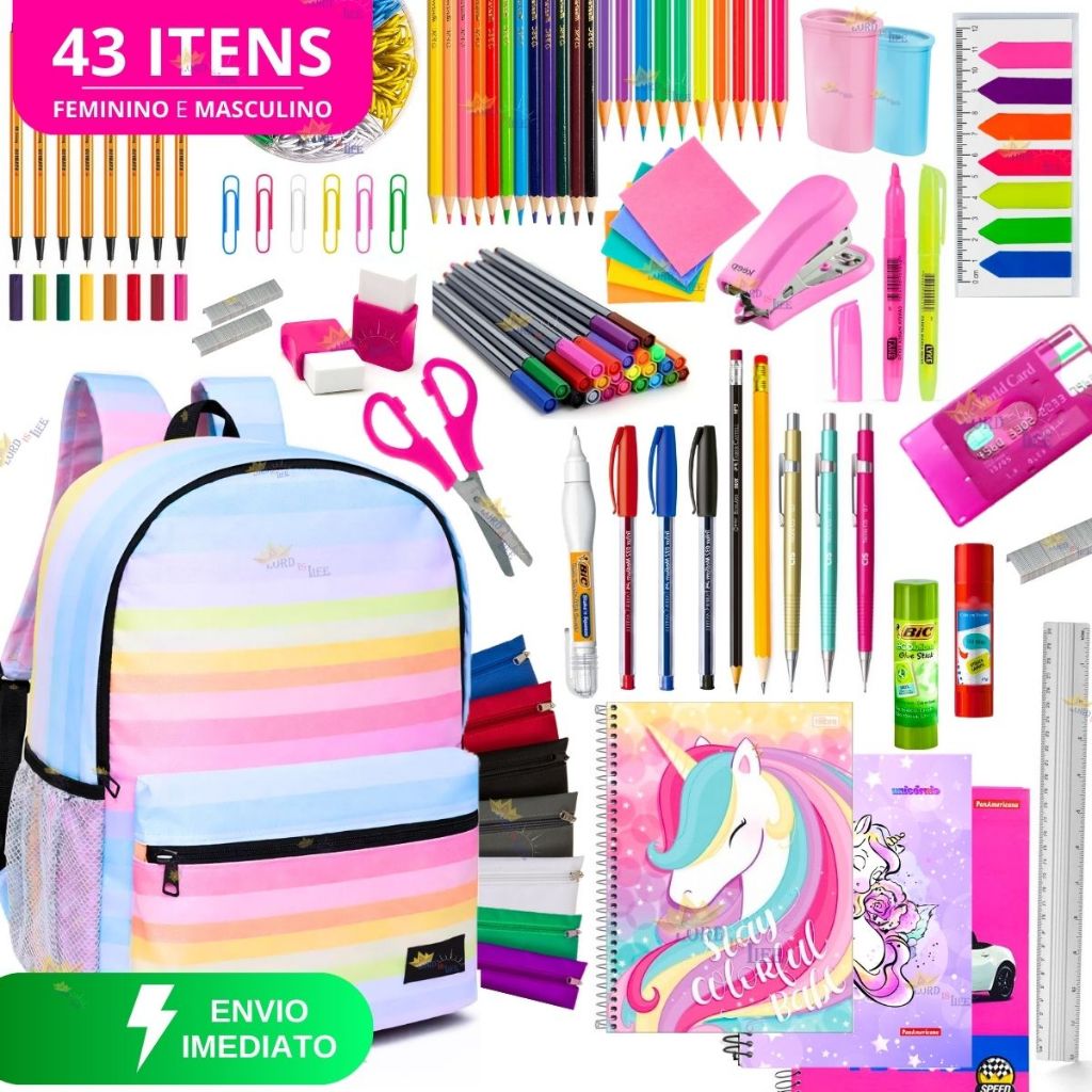Kit Material Escolar Menina Completo Sem Com Mochila Feminina Escolar Material Estojo Escol Feminino