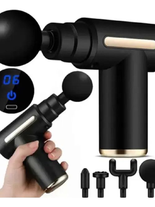Massageador Elétrico Profissional Muscular Pistola Portátil Original c/ 6 Níveis e 4 Ponteiras